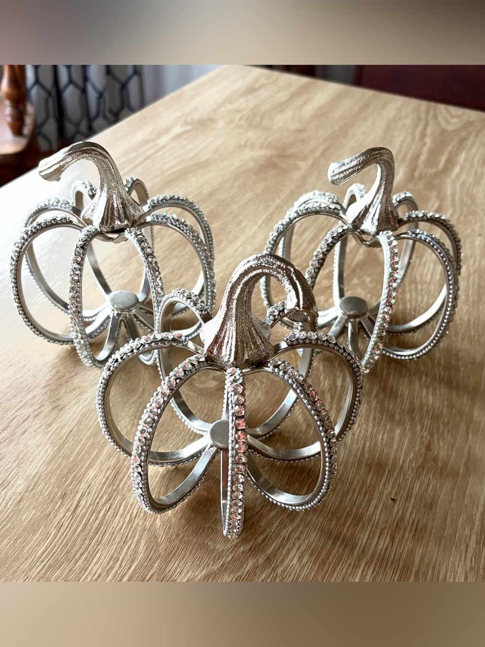Christian Siriano Silver Crystal Pumpkin Accents (Sets of 3)